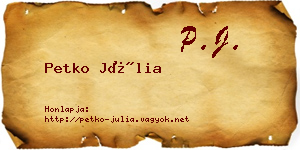 Petko Júlia névjegykártya